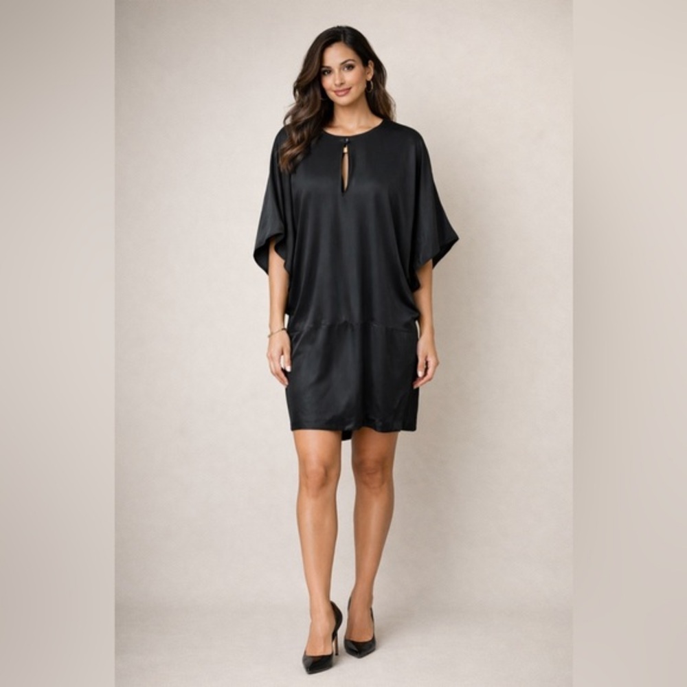 Susana Monoco Black Silk Sex in the City Runway Style Mini Dress Size 6